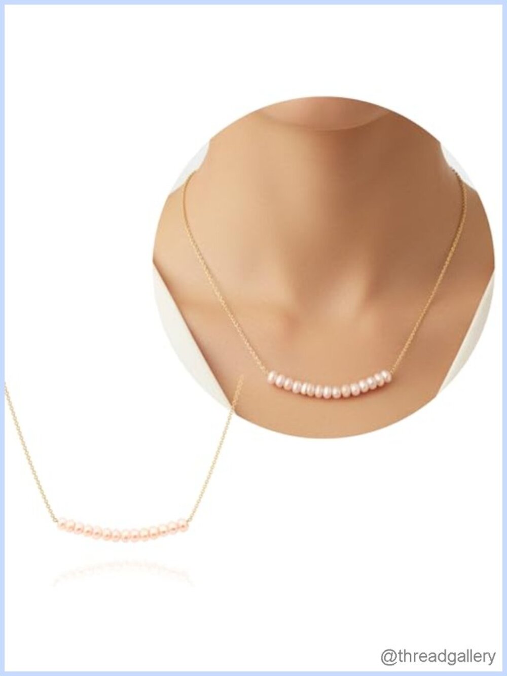 925 Solid Sterling Silver Pink Pearl Bar Necklace Gold Plated